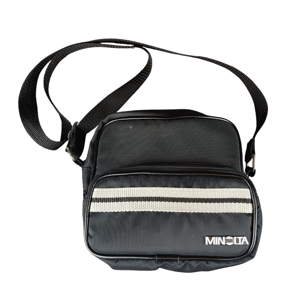 Minolta Black‎ Messenger Bag Crossbody Strap Double Zip Front Pocket